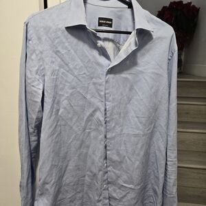 Giorgio Armani Light Blue Striped Dress Shirt